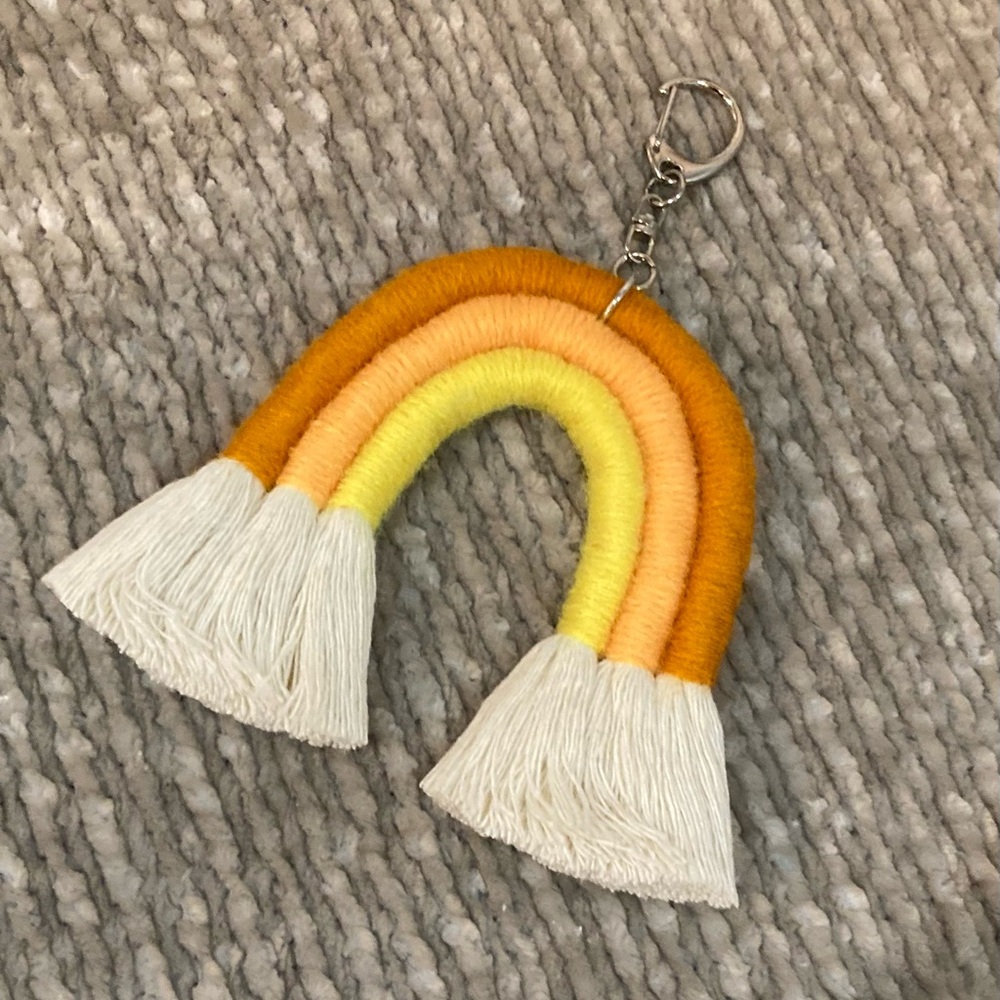 🔸NWT🔸 Yellow Ombré Macrame Rainbow Keychain / Purse Charm/ Tassel